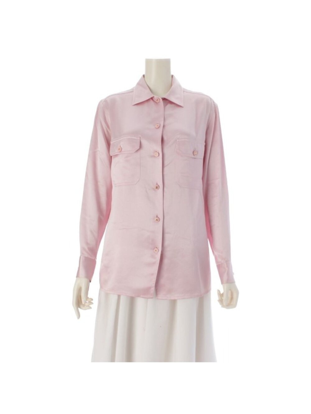 Chanel 90S Silk Coco Buttons Long Sleeve Blouse Pink